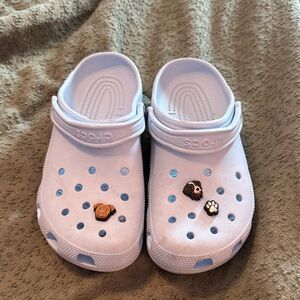 Light Blue women’s crocs size 10 with Decorative Charms
